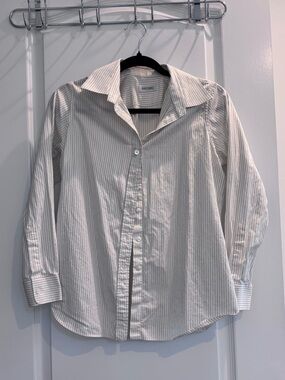 Ascot Chang Cream and Gray Stripe Button-Up Shirt